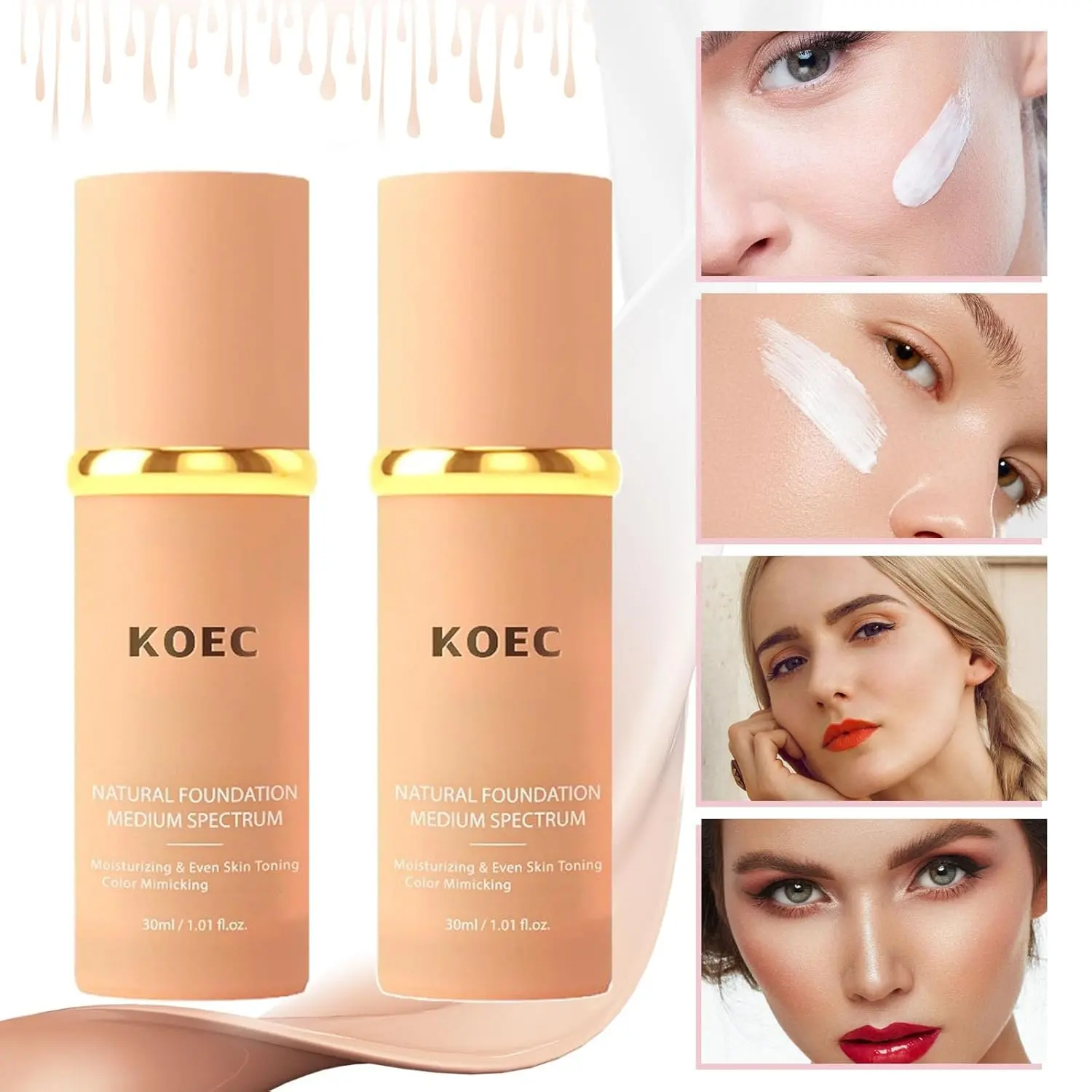 2-Bottle Cosmetic Liquid Foundation & Concealer Set, Full Coverage Transfer-Proof Formula - Waterproof, Hydrating, Lightweight, Oil-Free, Color-Mimicking, Long-Lasting, Flawless Base for All Skin Types, Natural Look (Gym, Dancing Class)