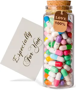 aLong Distance Gifts For Girlfriend - 100 pcs Capsule Letter Message in Bottle Christmas Cute Gifts for Boyfriend Romantic Gifts For Him/Her Sentimental Love Notes Relationship Gifts Presents
