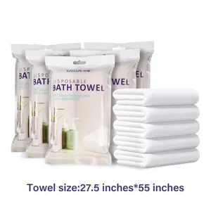 Unifree Disposable Bath Towels | Camping  Gym Towel, 100% Biodegradable, Individually Wrapped, 5-20 Count, Large 27.5" x 55", Super Convenient bathtowel superabsorbent hotel single-use towelette business trip soft absorbent