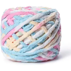 Plush Chenille Chunky Yarn 100g (49.2yd) - Fluffy Velvet Yarn Crochet for Blanket Knitting and Crocheting - Baby Yarns for Crocheting Soft - Amigurumi Yarns (Candy Color)