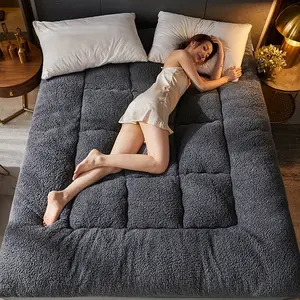 Thickened Sherpa Mattress Topper, Soft Naked Sleeping Mattress, Down Alternative Soft Pillow Top, Winter Soft Bed Mattress Protector, Skin-Friendly and Single Bed Single Apartment Single Mattress Cover
