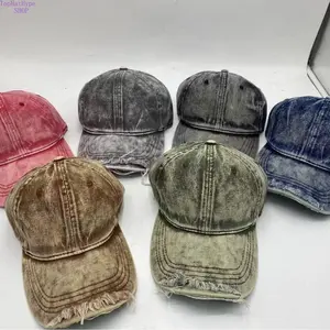 Vintage Washed Denim Baseball Cap for Men Women, Colorful Lightweight Distressed Dad Hat, Oversized Wide Curved Brim Sun Hat, Breathable Casual Adjustable Cap for Daily Streetwear & Outdoor Summer Activities