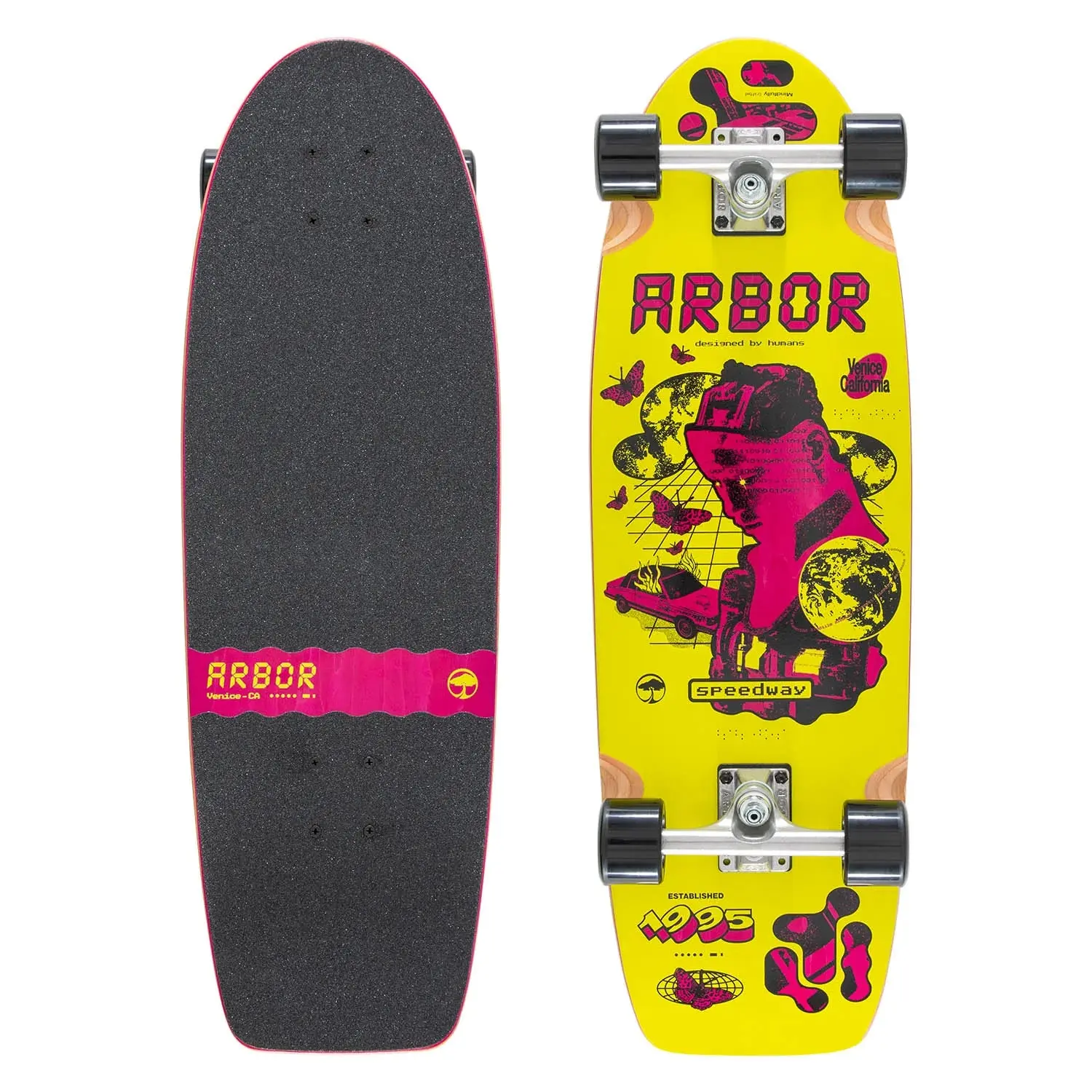 Arbor Longboards 80's Cruiser Complete Venice Speedway Glitch 9.625" x 30.5"