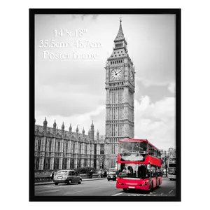 14"x18"Picture Frame, Wall Hanging Picture Frame with Shatter-Resistant Glass, 14"x18" Gallery Photo Frame for Photos, Posters, Art Prints, Wall Display, Black