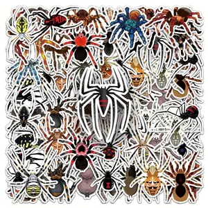 50 Pack of Spiders Themed Waterproof Stickers. No Duplicates.