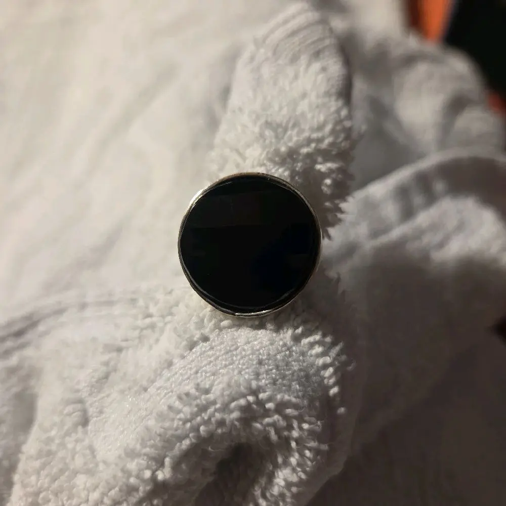 .925 Sterling Silver Onyx Round Ring