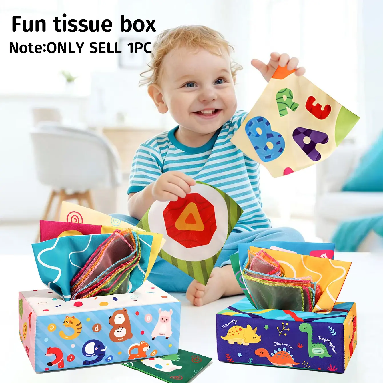 1 piece of fun tissue box toy baby cartoon sound paper learning baby early education cloth book tissue box