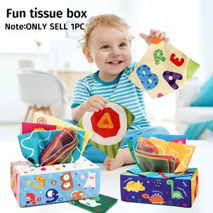 Baby Hand-Tear Resistant Realistic Paper Towel Box, Finger Exercise Toy for Babies, Sound Cloth Book for 6 Months+, Fun Plaything, Learning Materials