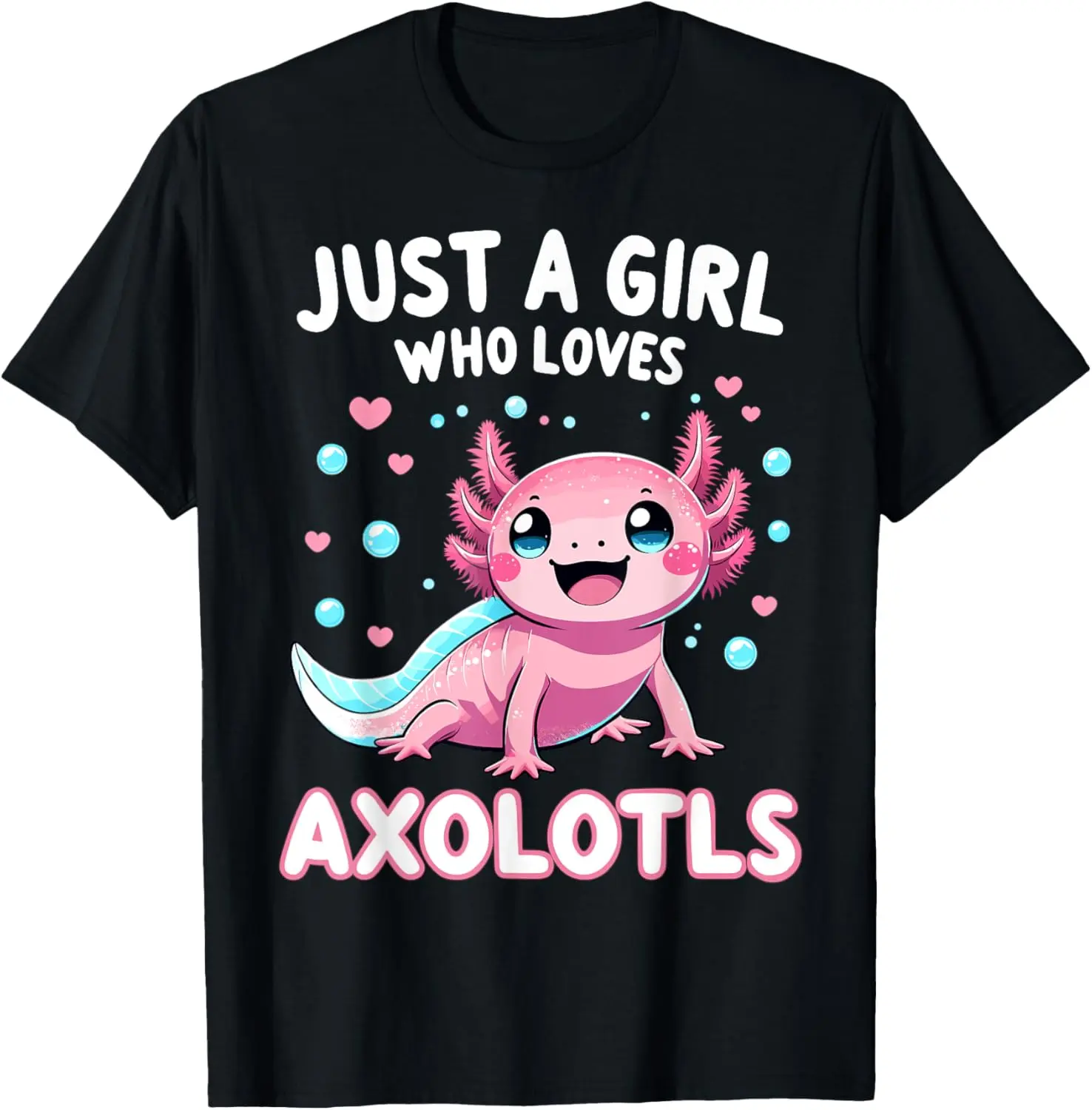 Women's 100% Cotton Short-Sleeve Round Neck Casual Cute Axolotl Graphic T-Shirt - Streetwear Clothing for Everyday Wear