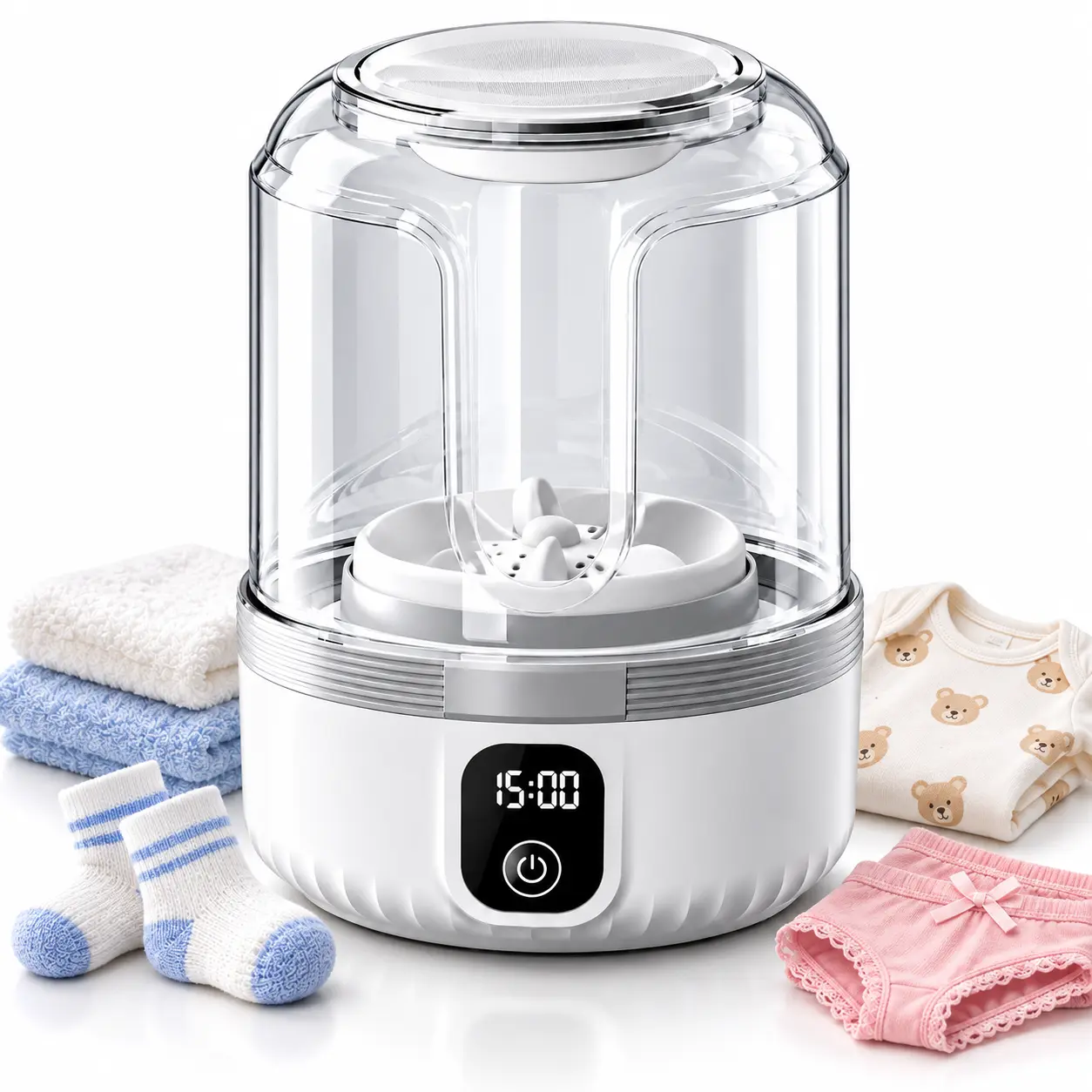 Portable USB-Rechargeable Mini Washing Machine for Underwear, Bras, Socks, Compact Lightweight Personal Laundry Washer for Apartment, Travel, Camping (Home Supplies Party Gift)