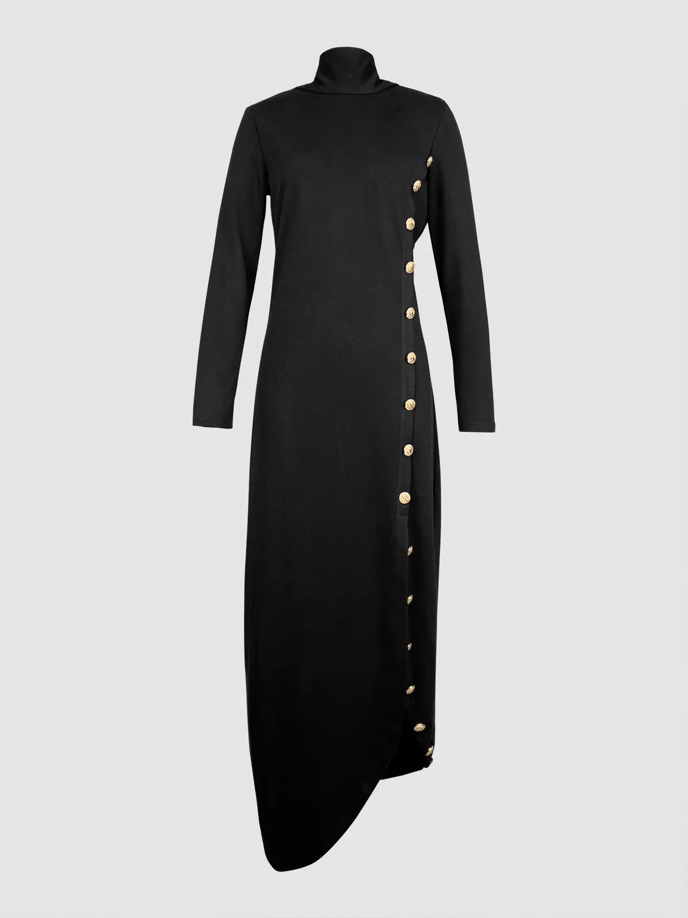 fitted lace wedding dress Long Sleeve A-Line Mini Dress in Black - 10 / Regular main image 1
