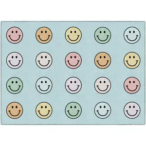 Pastel Rainbow Smileys Criss Cross Applesauce Rug By Schoolgirl Style
