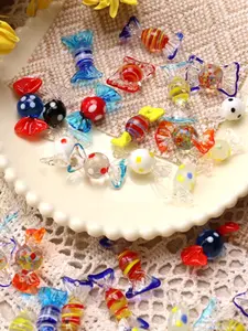 5 PCS Handmade Murano-Style Candy Glass Beads – Boho Style for Holiday Jewelry (Christmas / Halloween DIY)