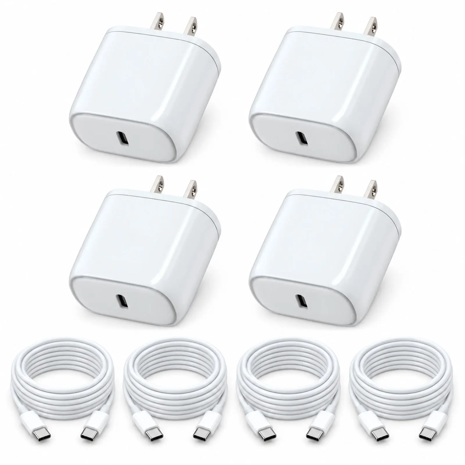 USB C Charger, 4-Pack USB C Fast Wall Charger, USB C Charger Block (4-Pack 6 ft USB C Cable Included) for iPhone 16 15/15 Pro/15 Pro Max/iPad Pro/AirPods Samsung & More