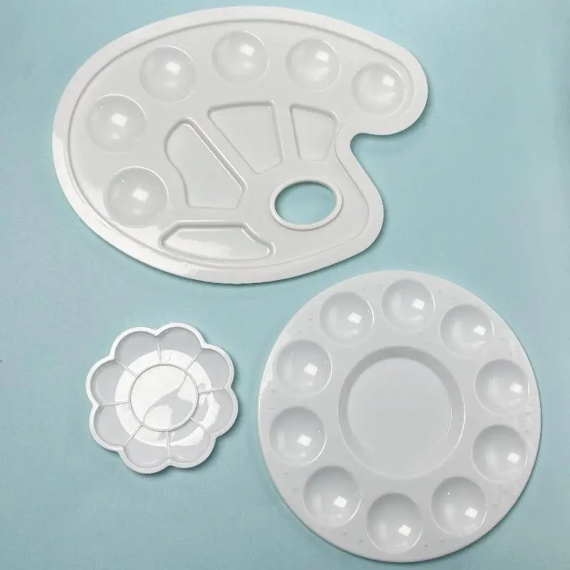 Washable Plastic Art Palette Set with Multi-Compartment Design for Painting, Crafts & Sewing Supplies