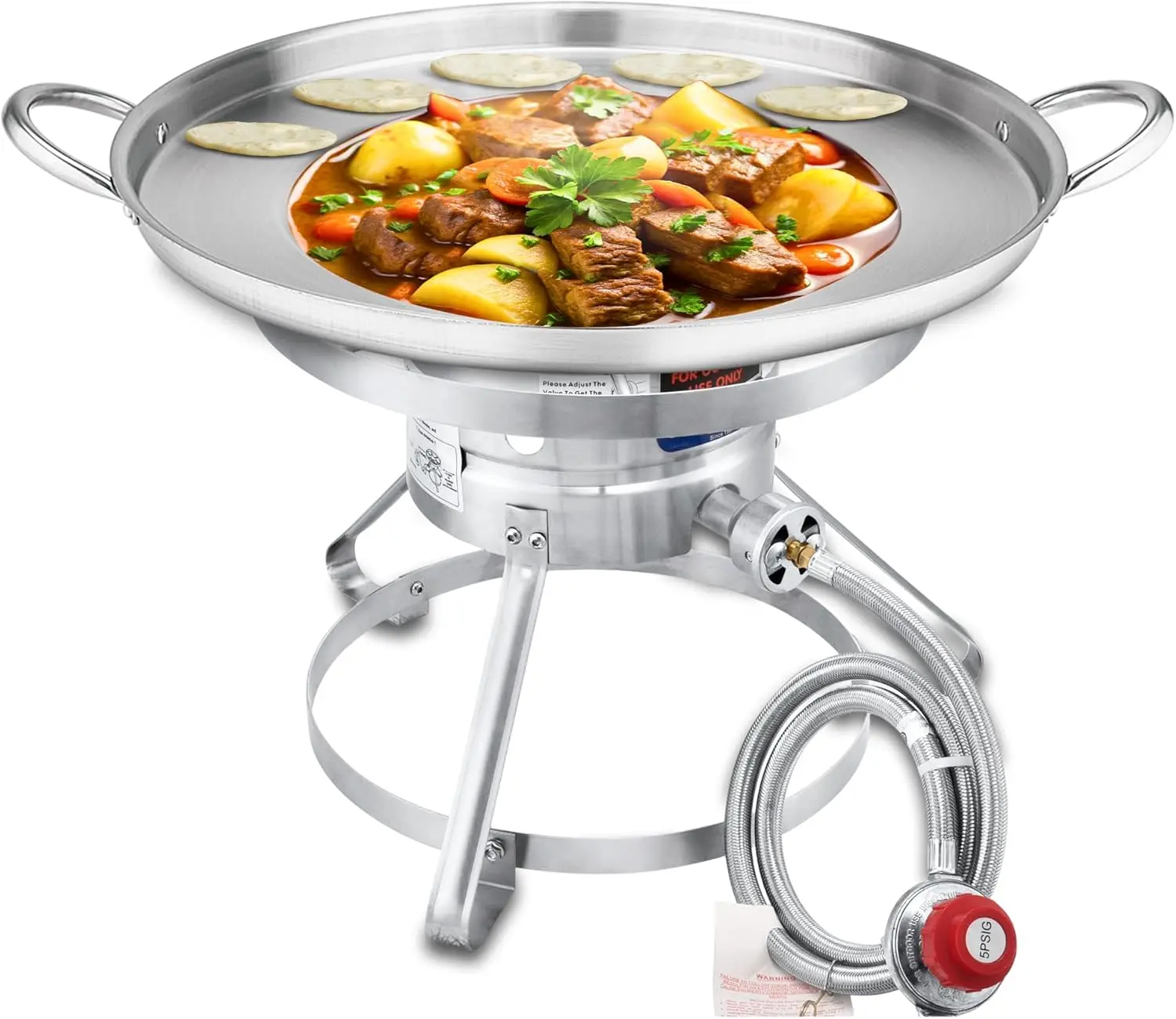 ARC 23" Heavy Duty Stainless Steel Concave Discada Disc Cooker Cazo and 37000 BTU Stainless Steel Single Burner Propane Stove for Outdoor Cooking,Great Comal para Tacos Tortillas Maker