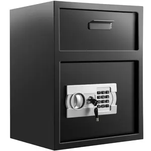Digital Depository Safe 1.7 Cubic Feet Built From Carbon Steel With Electronic Code Lock, Depository Safe Featuring Deposit Slot, Two Emergency Keys, Ideal For Home Office Hotel Restaurant Use, Secure Cash And Documents