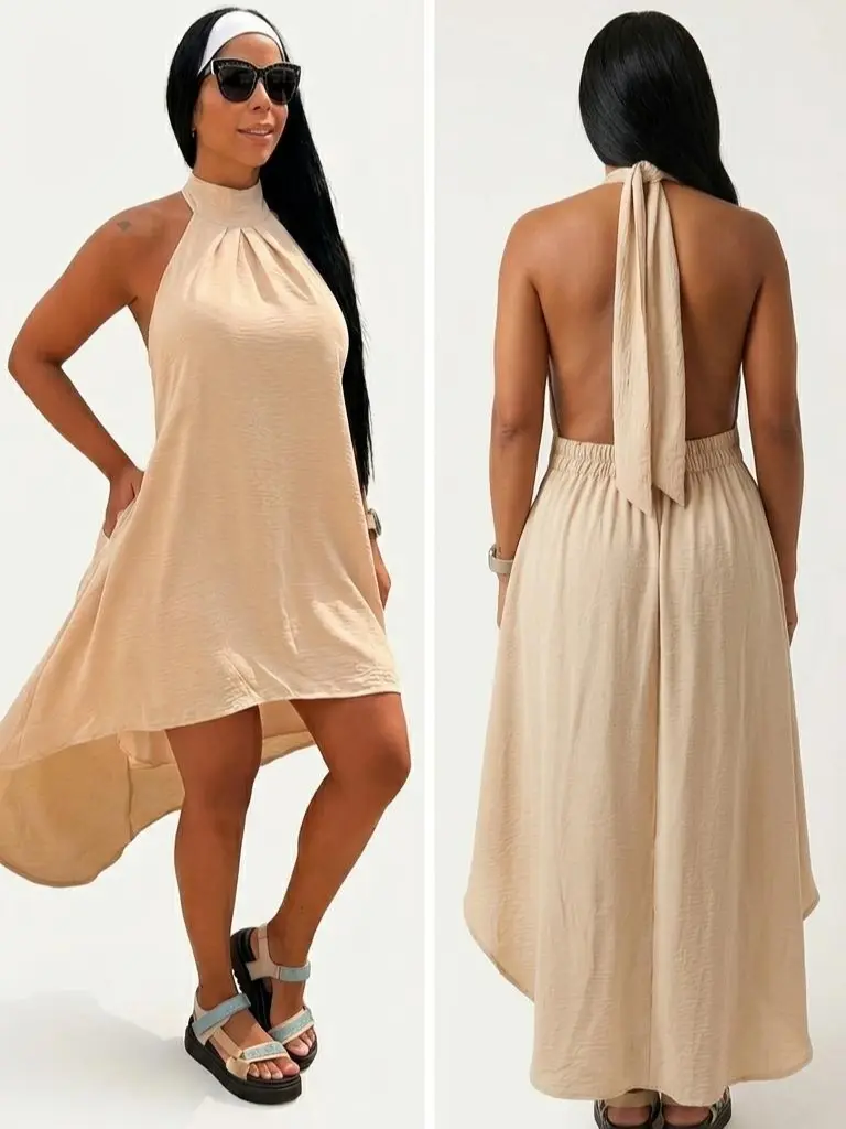 Joa Giraldo Luxe Halter Maxi Dress