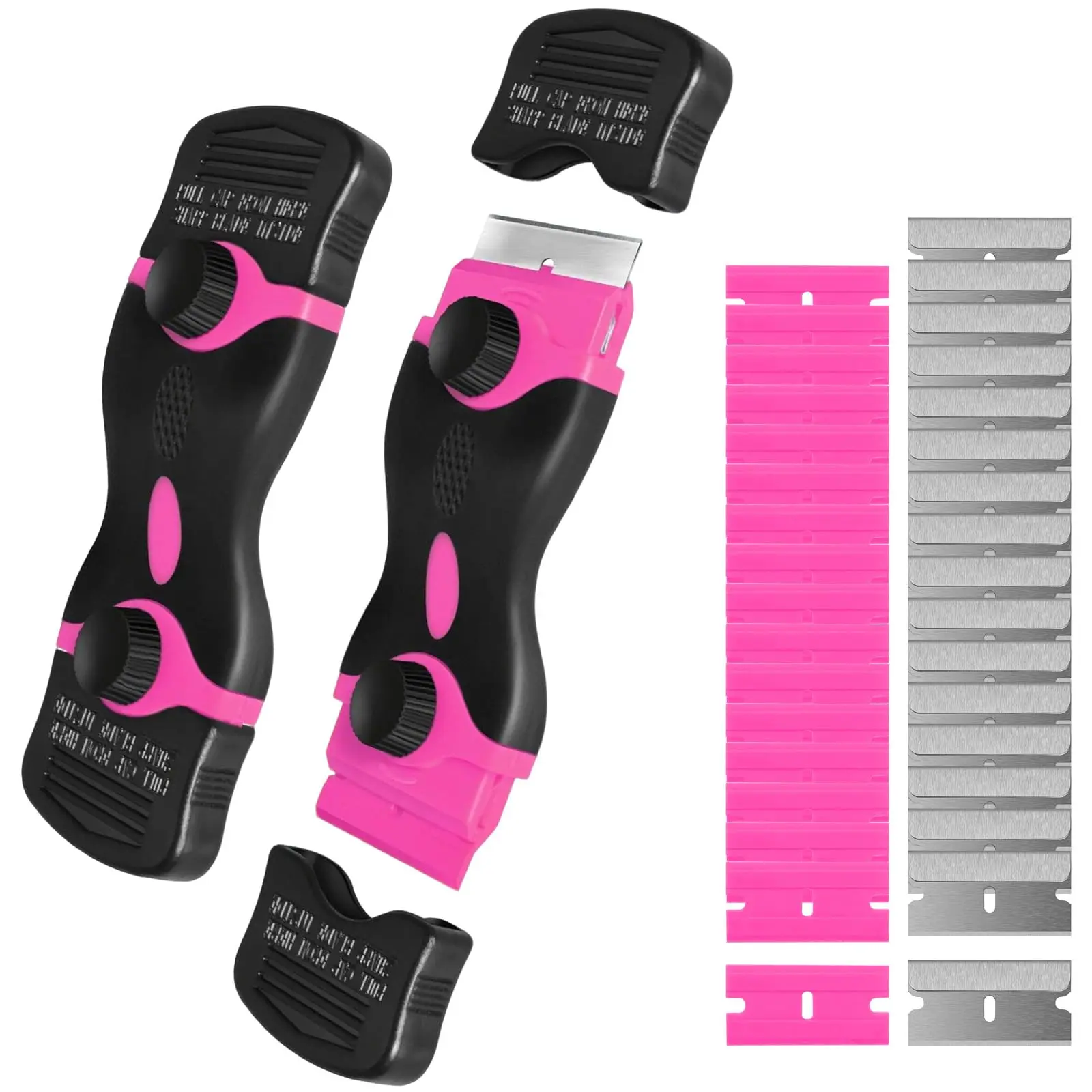 20 Blades Multi-Surface Scraper Tool Kit, Double-Edged Paint Sticker Remover, No-Scratch Plastic Scraper for Cleaning Windows and Stoves