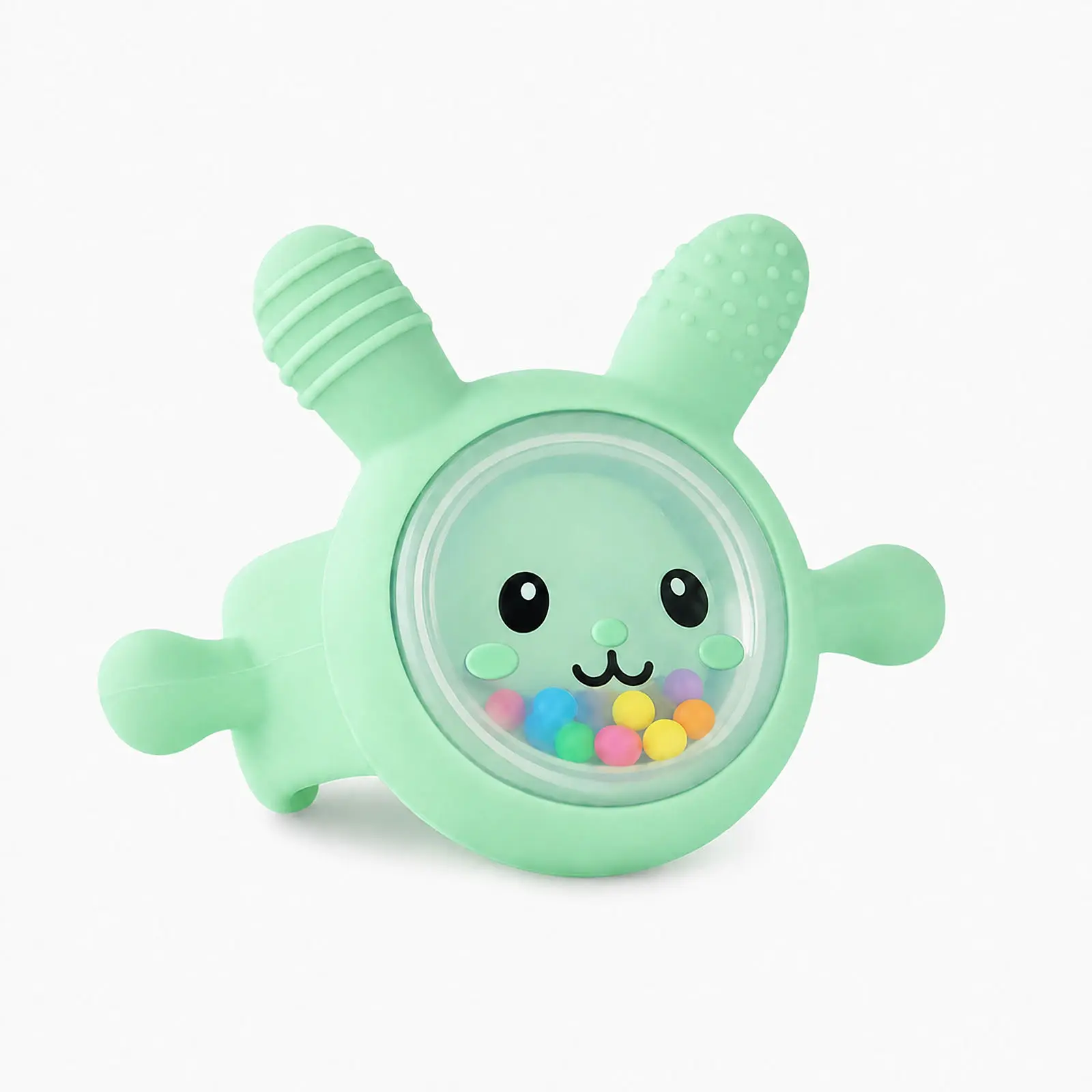 Wearable Teether Rattle, Joyfulia Sunnybunny Baby Teether Silicone Teething Toys for Babies Over 3 Months, Anti Dropping BPA Free Sensory Chew Toy
