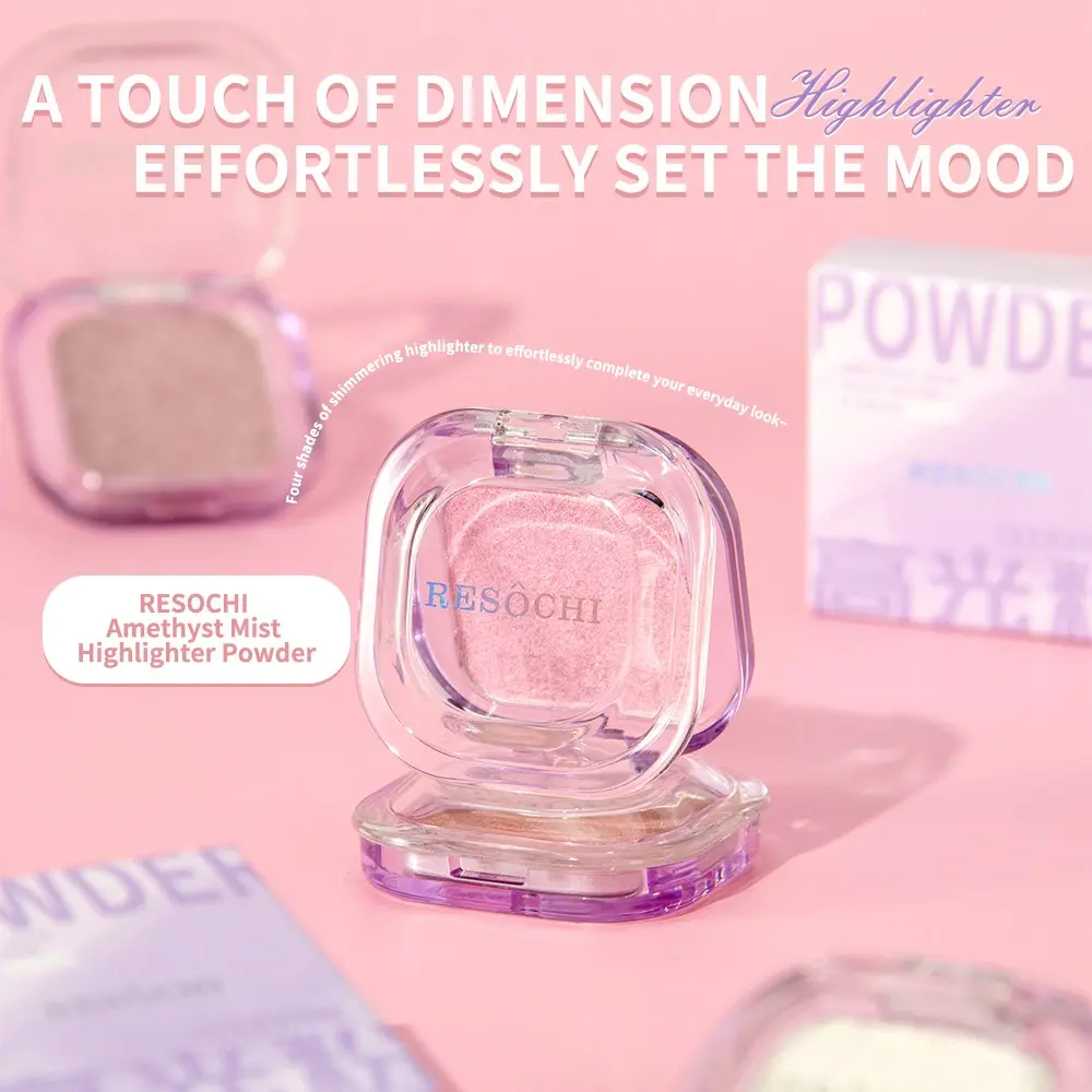 Amethyst Matte Highlighter Powder, Smooth Texture, Non-Cakey, Natural Glow, Radiant, Suitable for All Skin Tones, Makeup Essential