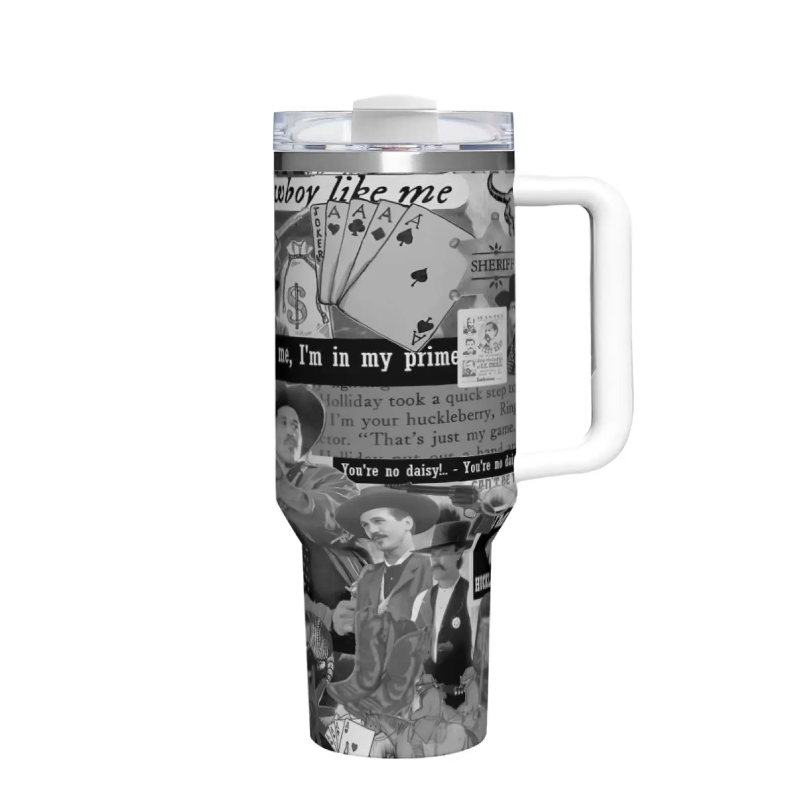 Doc Holliday Tumbler Val Kilmer Tombstone Tribute for Movie Buffs & Western Fans Customized Chivas Soccer Funny Sarcastic Oral Solution Gradient Stainless Steel Water Bottle Set cecily bauchmann water bottles doggie Digital Egg of Glass L flask bottle