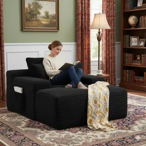 【Longevfot】47.24'' Longevfot Boneless Sectional Couch - Ultra Soft Modular Sofa Bed, The Perfect Cloud Couch & Bean Bag Alternative for Living Room (No Assembly)