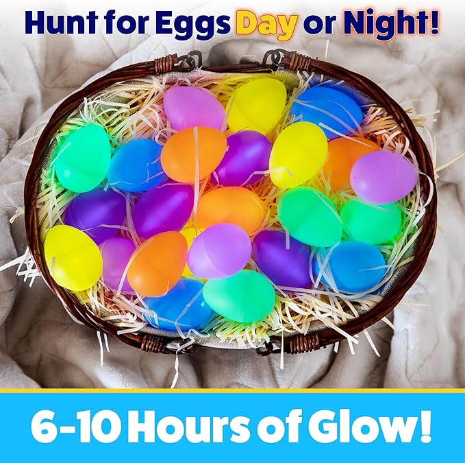 24 Easter Glow Eggs & 72 Mini Glow Sticks 96pcs Total, Glow-in-The-Dark Kids Teens Adults Easter Basket Stuffers Fillers Gift, Egg Hunt Game Bulk Party Favors, Boys Girls Classroom 24 Easter Glow Eggs & 72 Mini Glow Sticks 96pcs Total, Glow-in-The-Dark Kids Teens Adults Easter Basket Stuffers Fillers Gift, Egg Hunt Game Bulk Party Favors, Boys Girls Classroom