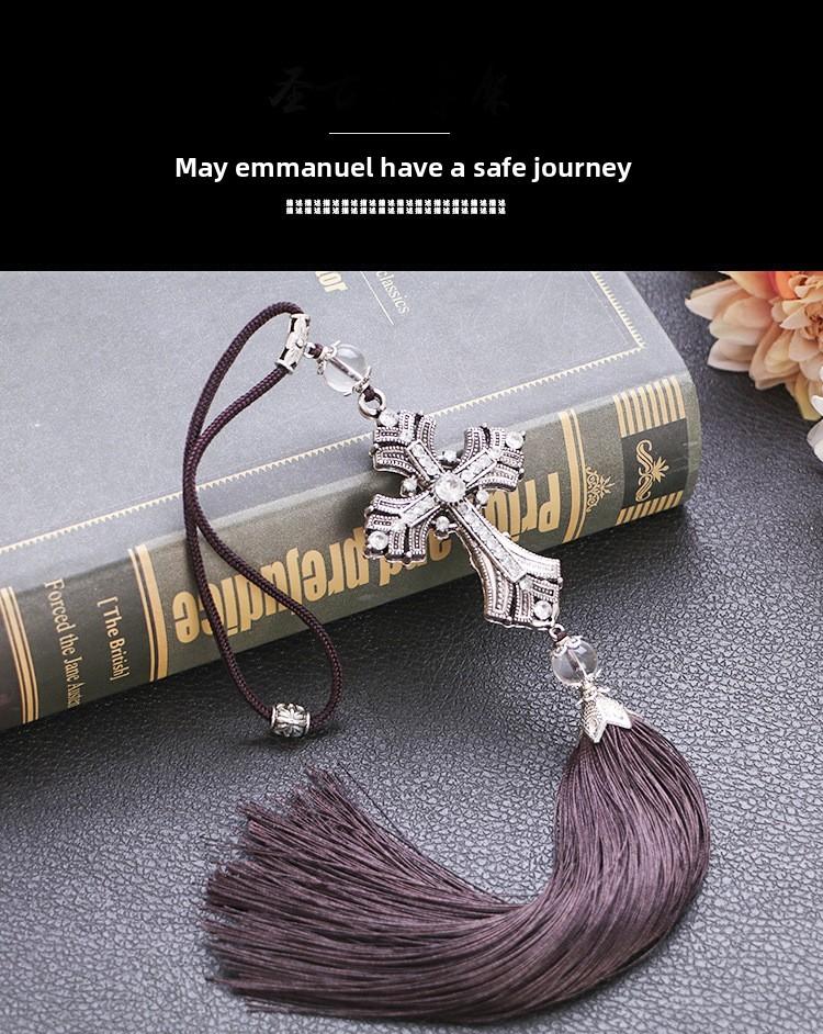 Alloy Crystal Diamond Car Pendant Peace Cross Interior Rearview Mirror Decoration Car Accessories