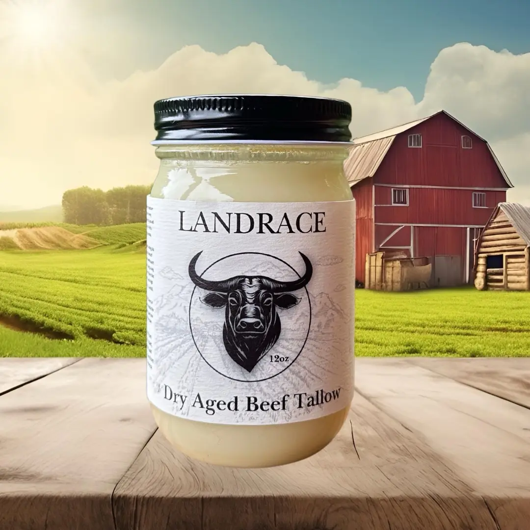 Dry Aged Beef Tallow 100% Grass- Fed Pasture Raised 12oz - Ditch Seed Oils & Use for Cooking or Skincare