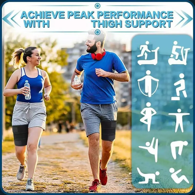 Thigh Brace - Hamstring Quad Wrap - Adjustable Compression Sleeve Support for Pulled Groin Muscle, Sprains, Quadricep, Tendinitis, Workouts, Sciatica Pain and Sports Recovery - Men, Women Thigh Brace - Hamstring Quad Wrap - Adjustable Compression Sleeve Support for Pulled Groin Muscle, Sprains, Quadricep, Tendinitis, Workouts, Sciatica Pain and Sports Recovery - Men, Women