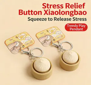 Kids Hobby Play Toy Realistic Steamed Bun Squishy Keychain Soft Pinch Fidget Toy Portable Stress Relief Pendant Creative Funny Squeeze Decompression Accessory for Children Daily Use & Collection