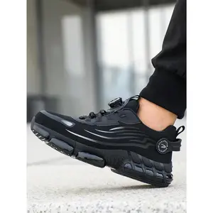 Unisex Safety Shoes Anti-Smash Steel Toe Caps Anti-Slip Breathable Industrial Construction Sports Rotatory Lace-Free Casual Hiking