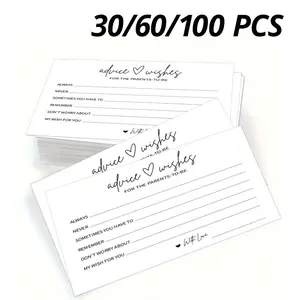 30/60/100pcs Baby Shower Advice Wishes Tips Cards, Wedding Interactive Greeting Card, New Parents Thank You Note, Blank Message Cards for Weddings, Positive Message Card