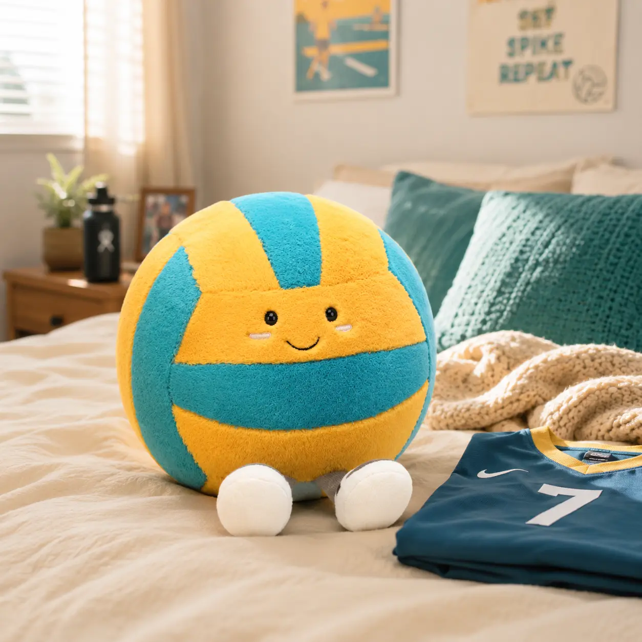 Jellycat Volleyball Plush – Cute Yellow & Blue Sports Ball Stuffed Toy, Soft Volleyball Gift for Kids & Sports Fans