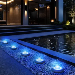 Flacchi Solar Ground Lights - Solar Powered Lights Outdoor Solar Disk Light Waterproof Landscape Light for Patio Yard Pathway Walkway Driveway