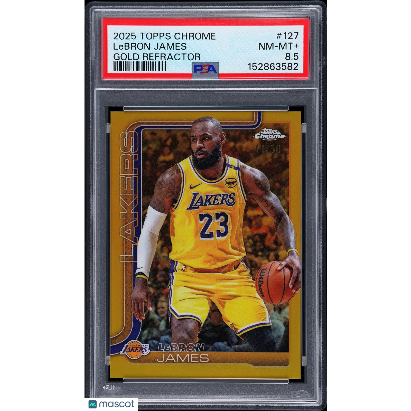 2025 Topps Chrome LeBron James Gold Refractor 11/50 #127 PSA 8.5 Lakers
