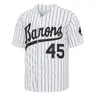 Men's Barons #45 Embroidered Logo Short Sleeve Jersey - Loose-Fitting, Breathable, Lightweight, XL Polyester Mesh Moisture Wicking Baseball Casual Sports Wear, Cool & Flexible, American Standard Size Table, Father’s Day Gift, All Occasions