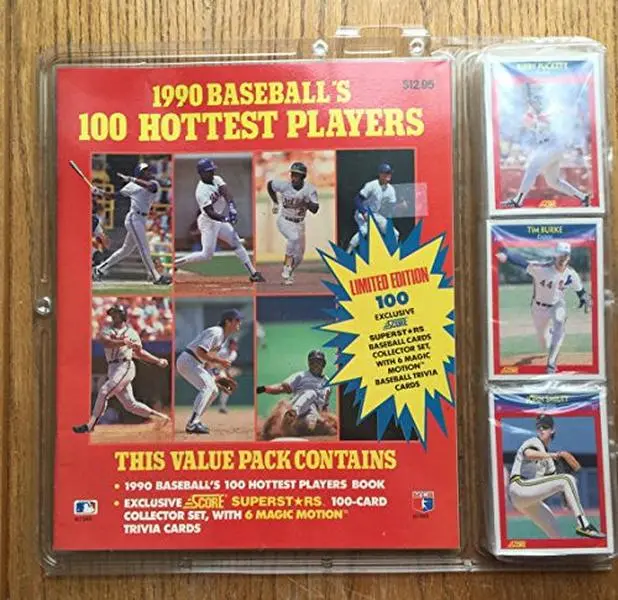Used Condition Hardcover Book - 1990 Baseball's 100 Hottest Players, Good Baseball Cards Set with 100 Trading Cards by Unknown Author (English)