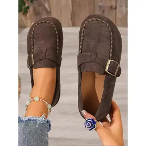 Women's Thick Sole Full-Enclosure Bunion Shoes, Slip-On Two-Wear Single Shoe, Fall Casual Loafers, Textile Upper, Rubber Sole