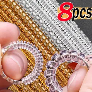 8pcs/Set Ring Size Reducer Tools Spiral Spring Based Rings Adjust Invisible Transparent Tightener Resizing Tool Jewelry Guard