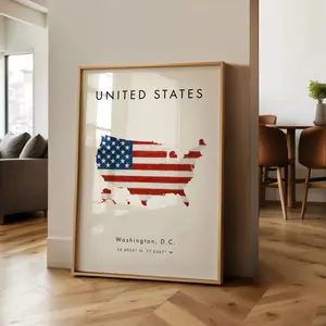 [Sale off up to 50%]-[FREE-SHIP] United States Map PRINTED Poster - United States Flag - North America - Wall Art Print - Home Decor - Geography Map Gift Wallpaper