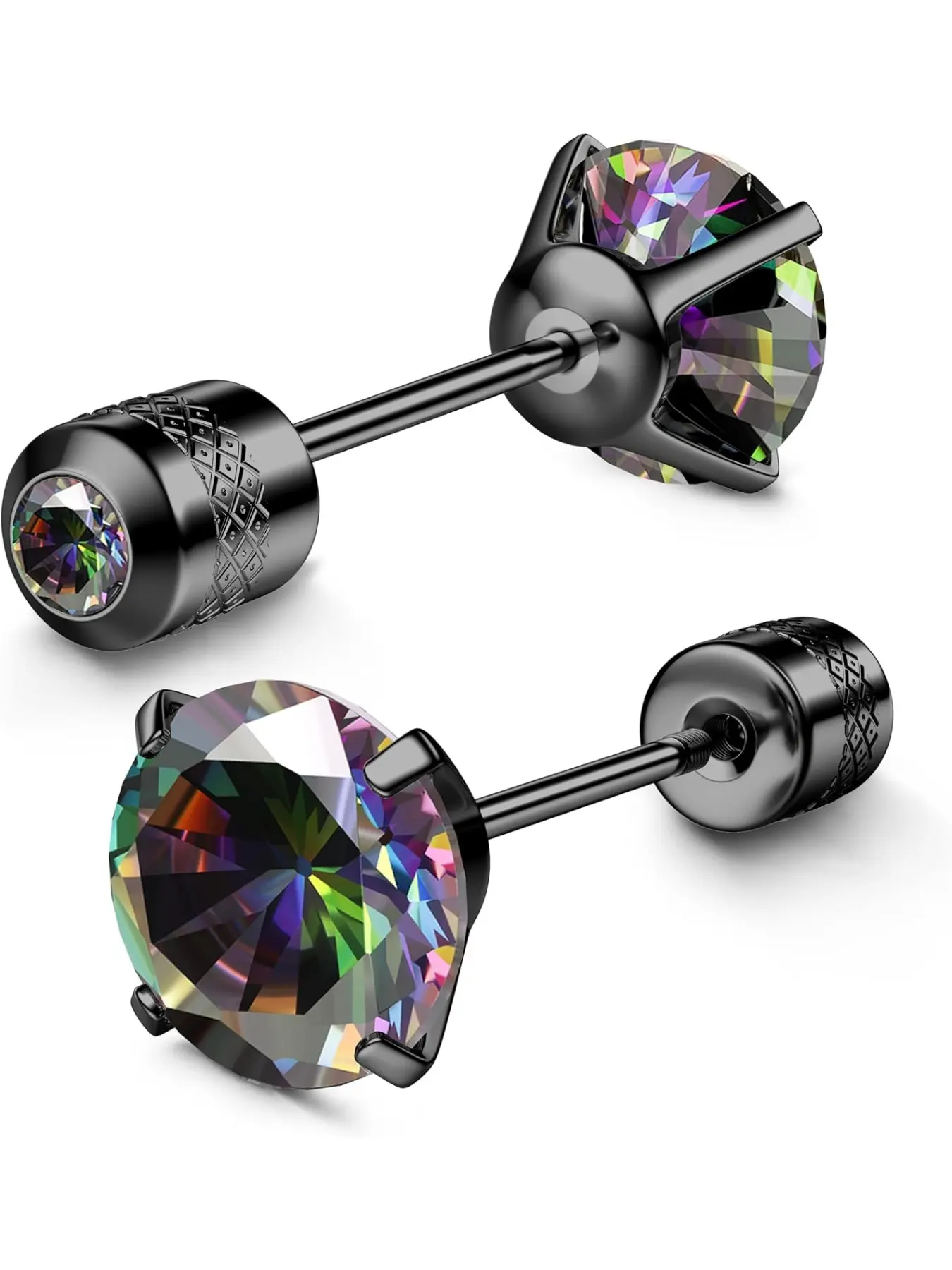 Hypoallergenic G23 Implant Grade Titanium Screw Back Earrings, Hypoallergenic Lightweight Earrings, 20G Titanium Post for Sensitive Ears 5A Cubic Zirconia Earring Studs for Women Men Double Side Earrings Piercing Jewelry