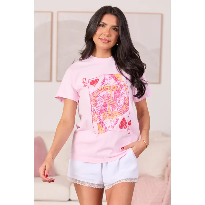 Queen of Hearts Light Pink Graphic Tee SALE
