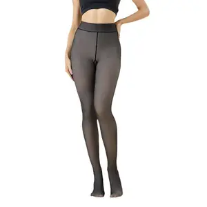 Transparent black leggings stockings plus velvet pants bare legs artifact female autumn and winter outer wear