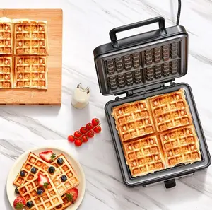 VEVOR 4 Slices Square Waffle Maker 1200W Electric Non-Stick Waffle Iron 120V - 4Slices