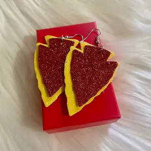 Red and Yellow Sparkle Arrow Earrings