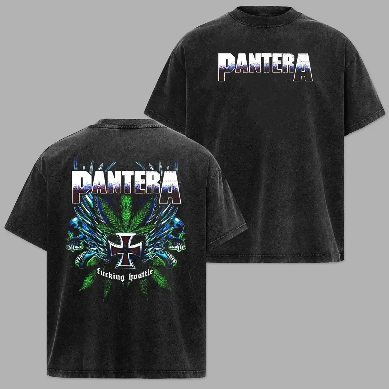 Vintage Pantera Band Double Sided Graphic Washed Tee, Hoodie Unisex Heavy Metal Fan Gift, graphic streetwear t-shirt gift Menswear Top Crewneck Shortsleeve Casual, Tshirt, Relaxed Fit QUG