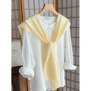 2025 New Spring and Autumn Knitted Solid Color Shawl Thin Women's Summer Office Air-conditioned Room Neck Protection Small Vest Apartment Accessories