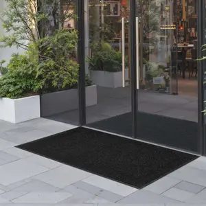 【Summervibes】VEVOR Front Door Mat, 5 x 3 ft Commercial Floor Mat for Indoor and Outdoor, Stylish Striped Industrial Carpet with PVC Backing, Heavy Duty Washable Entry Rug for Hallway, Balcony, Garage, Grey